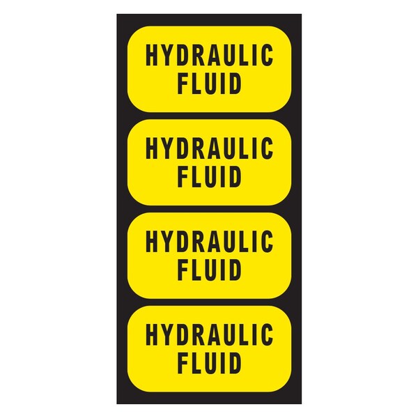 Hydraulic Fluid Sticker, Hydraulic Oil Label: Drum, Tanks, Container, Hvy-Dty, 2''x1'', 20PK